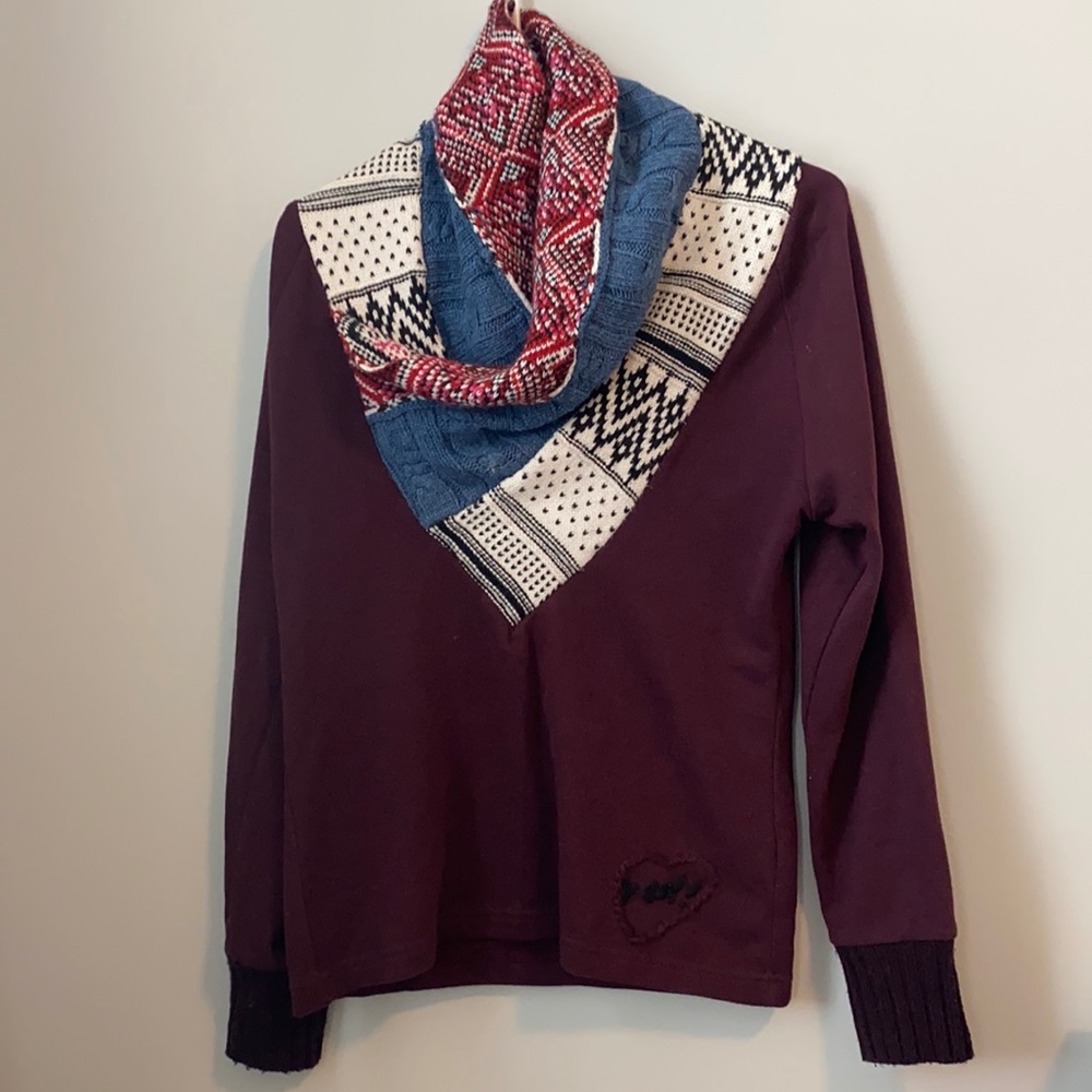 Maroon Desigual Sweater with Knit Collar